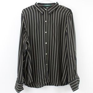 Ralph Lauren Silk Striped Button Sheer Blouse Top